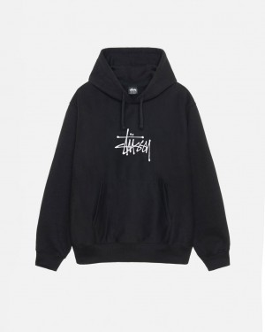 Stussy Basic Applique Hoodie Erkek Siyah Türkiye | WWI-4935