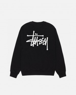 Stussy Basic Stüssy Pigment Dyed Crew Tişörtü Erkek Siyah Türkiye | DNW-6805