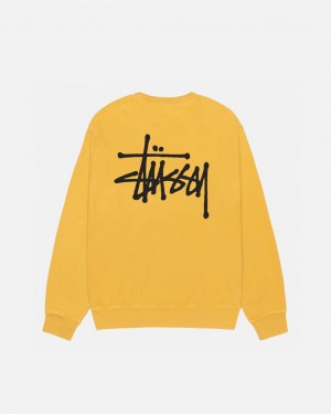 Stussy Basic Stussy Crew Pigment Dyed Tişörtü Erkek Sarı Türkiye | JVG-3173