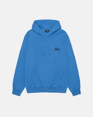 Stussy Basic Stussy Hoodie Pigment Dyed Hoodie Erkek Mavi Türkiye | ALD-7753