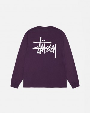 Stussy Basic Stussy LS Tee Pigment Dyed T shirt Kadın Mor Türkiye | VJZ-8730