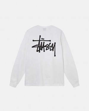 Stussy Basic Stussy Ls Tee T shirt Erkek Beyaz Türkiye | URJ-1001