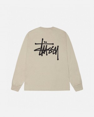 Stussy Basic Stussy Ls Tee T shirt Erkek Haki Türkiye | WPH-8545