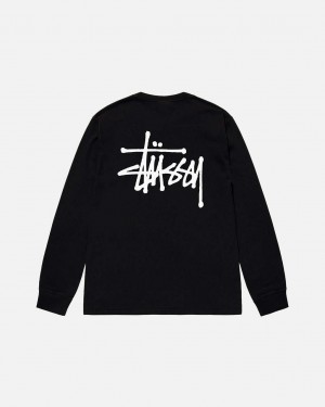 Stussy Basic Stussy Ls Tee T shirt Erkek Siyah Türkiye | OPQ-3952