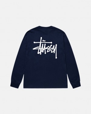 Stussy Basic Stussy Ls Tee T shirt Kadın Lacivert Türkiye | MHE-7214