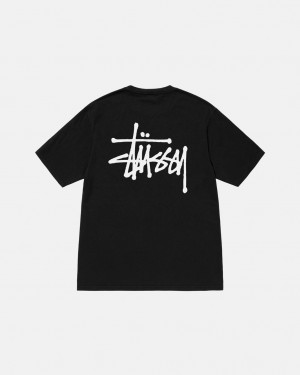 Stussy Basic Stussy Pigment Dyed Tee T shirt Erkek Siyah Türkiye | QTO-5545