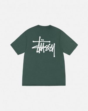 Stussy Basic Stussy Tee Pigment Dyed T shirt Erkek Yeşil Türkiye | ISY-7969