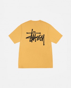 Stussy Basic Stussy Tee Pigment Dyed T shirt Erkek Sarı Türkiye | XEW-2913