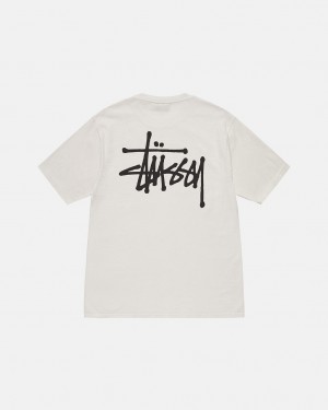 Stussy Basic Stussy Tee T shirt Erkek Bej Rengi Türkiye | DZI-5537