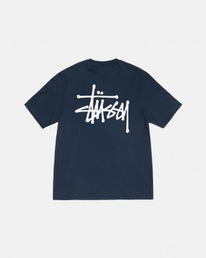 Stussy Basic Stussy Tee T shirt Erkek Lacivert Türkiye | ZJV-3489