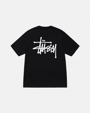 Stussy Basic Stussy Tee T shirt Erkek Siyah Türkiye | ZUM-9037