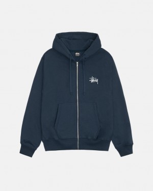 Stussy Basic Stussy Zip Hoodie Erkek Lacivert Türkiye | KEZ-7836