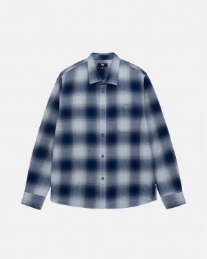 Stussy Bay Plaid Shirt Gömlek Kadın Lacivert Türkiye | LXD-1379