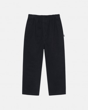 Stussy Beach Pant Brushed Pamuklu Pantolon Erkek Siyah Türkiye | EVC-3282