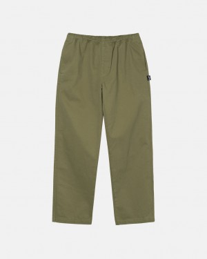 Stussy Beach Pant Brushed Pamuklu Pantolon Erkek Zeytin Yeşili Türkiye | BGI-6414