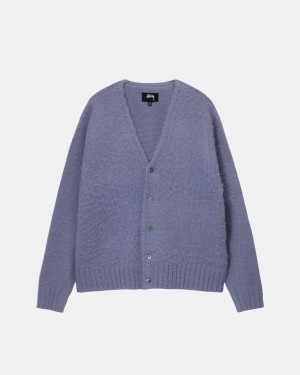 Stussy Brushed Cardigan Kazak Erkek Mor Türkiye | BZM-6069