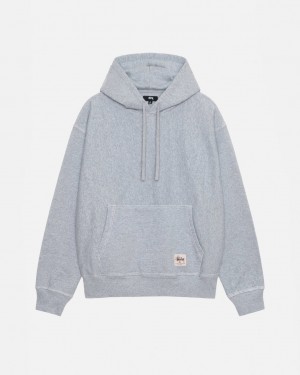 Stussy Contrast Stitch Label Hoodie Erkek Gri Türkiye | NGG-9519