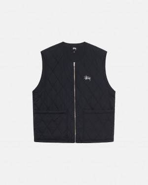 Stussy Diamond Kapitone Vest Yelek Erkek Siyah Türkiye | UGE-5044