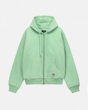 Stussy Double Face Label Zip Hoodie Kadın Yeşil Türkiye | HEY-6432