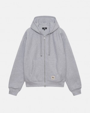 Stussy Double Face Label Zip Hoodie Kadın Gri Türkiye | WKG-7743