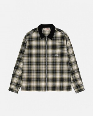 Stussy Frank Plaid Zip Shirt Gömlek Erkek Koyu Gri Türkiye | MOT-3068