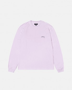 Stussy Lazy Ls Tee T shirt Erkek Mor Türkiye | ATE-1354