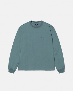 Stussy Lazy Ls Tee T shirt Erkek Turkuaz Türkiye | QTC-2387