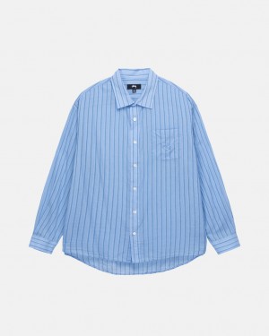 Stussy Light Weight Klasik Shirt Gömlek Erkek Mavi Türkiye | DUU-1756