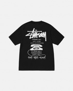 Stussy Old Phone Tee Pigment Dyed T shirt Erkek Siyah Türkiye | ILF-6607