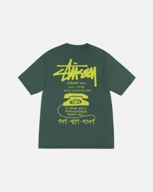 Stussy Old Phone Tee Pigment Dyed T shirt Erkek Yeşil Türkiye | PFE-3257