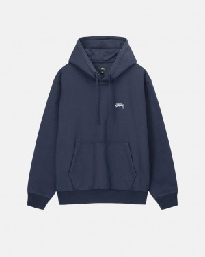 Stussy Overdyed Stock Logo Hoodie Erkek Lacivert Türkiye | JCL-4652