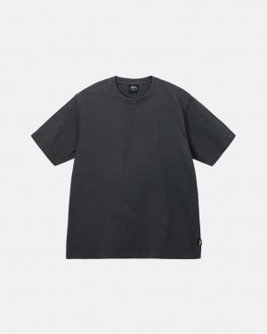 Stussy Pigment Dyed Crew T shirt Erkek Siyah Türkiye | MWJ-8718