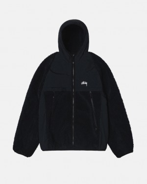 Stussy Sherpa Paneled Kukuletalı Jacket Mont Kadın Siyah Türkiye | GFP-1211