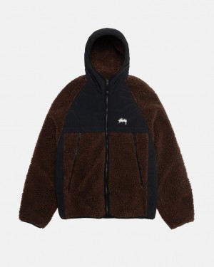 Stussy Sherpa Paneled Kukuletalı Jacket Mont Kadın Kahverengi Türkiye | LHB-9086