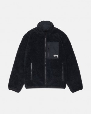 Stussy Sherpa Reversible Jacket Mont Erkek Siyah Türkiye | REZ-4176