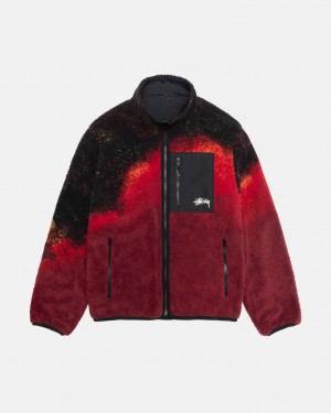 Stussy Sherpa Reversible Jacket Mont Kadın Siyah Kırmızı Türkiye | RND-8058