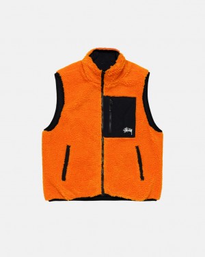 Stussy Sherpa Reversible Vest Yelek Kadın Sarı Türkiye | QDZ-8167