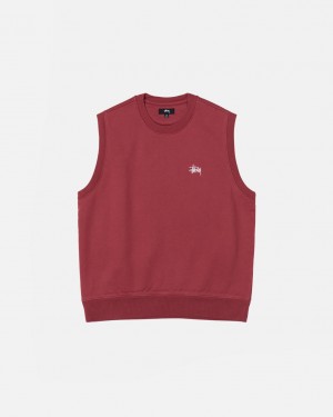 Stussy Stock Fleece Vest Tişörtü Erkek Bordo Türkiye | SYK-7982