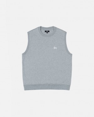 Stussy Stock Fleece Vest Tişörtü Erkek Gri Türkiye | YHT-9425