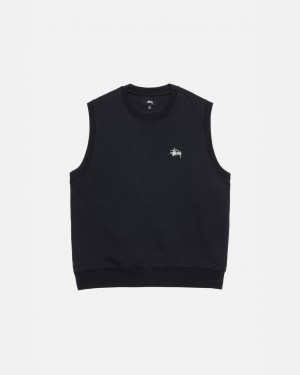 Stussy Stock Fleece Vest Tişörtü Erkek Siyah Türkiye | CII-9849