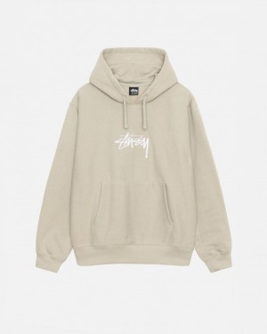 Stussy Stock Logo Applique Hood Tişörtü Erkek Haki Türkiye | LZB-8752