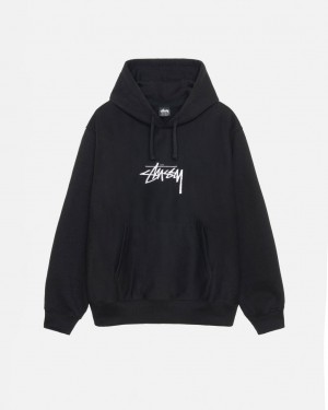 Stussy Stock Logo Applique Hoodie Kadın Siyah Türkiye | MYS-1771