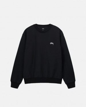 Stussy Stock Logo Crew Tişörtü Kadın Siyah Türkiye | RYT-5934