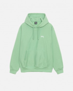 Stussy Stock Logo Hood Tişörtü Kadın Yeşil Türkiye | MIK-7549