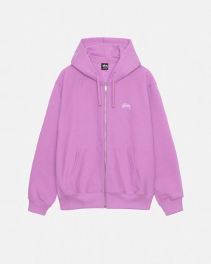 Stussy Stock Logo Zip Hood Tişörtü Erkek Mor Türkiye | QUE-4061