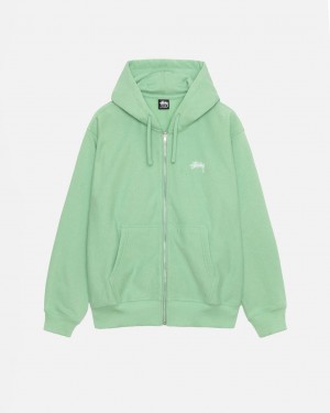 Stussy Stock Logo Zip Hood Tişörtü Erkek Yeşil Türkiye | AET-5093