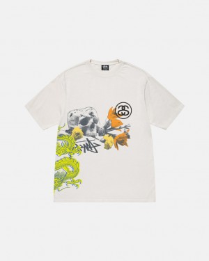 Stussy Strike Pigment Dyed Tee T shirt Kadın Bej Rengi Türkiye | PGU-4537