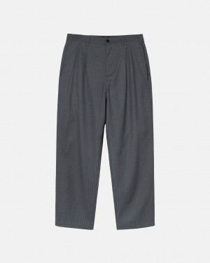 Stussy Stripe Volume Pileli Trouser Pantolon Kadın Gri Türkiye | WYL-6129