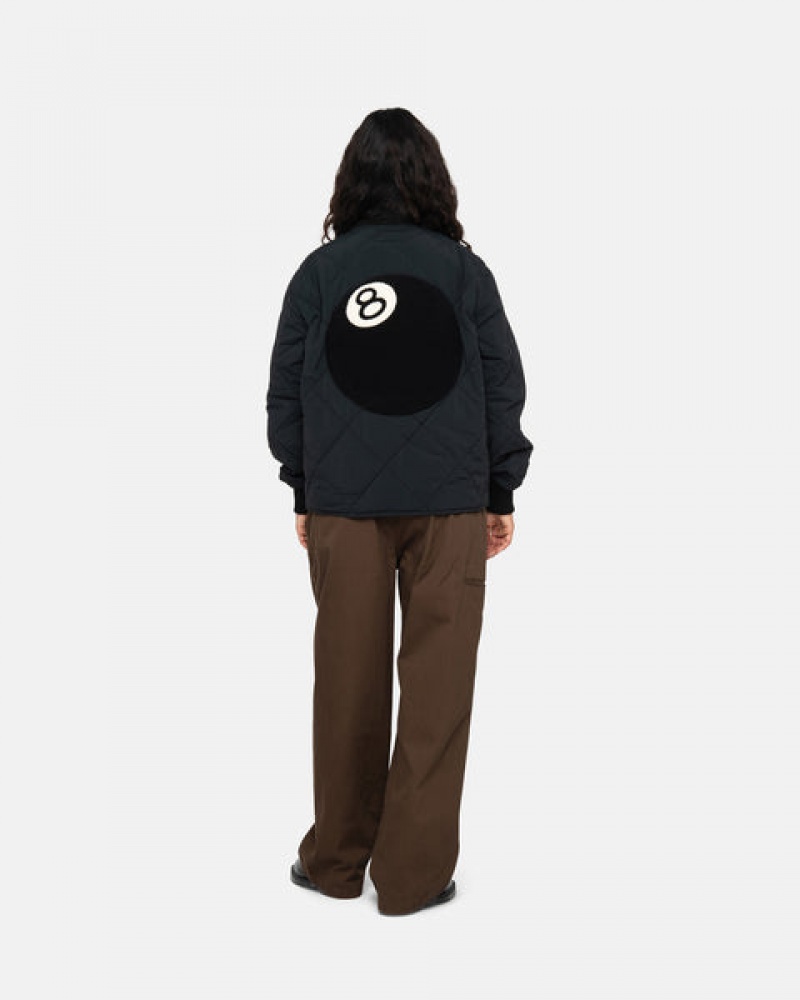 Stussy 8 Ball Kapitone Liner Jacket Mont Kadın Siyah Türkiye | ZZE-6479