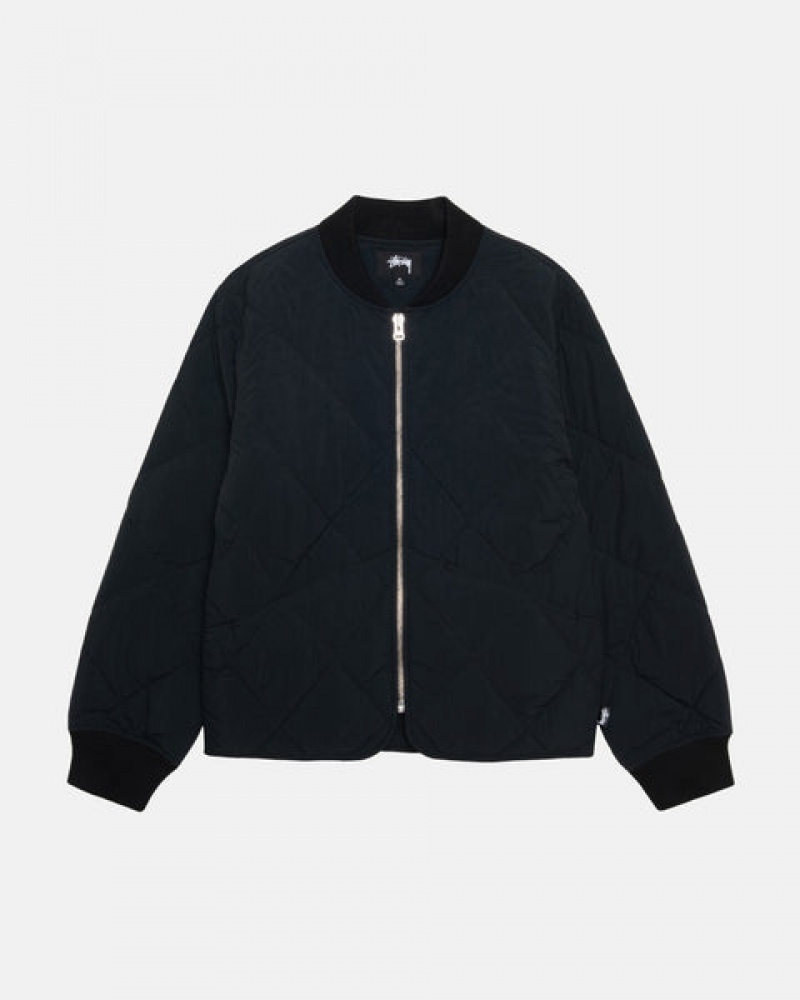 Stussy 8 Ball Kapitone Liner Jacket Mont Kadın Siyah Türkiye | ZZE-6479